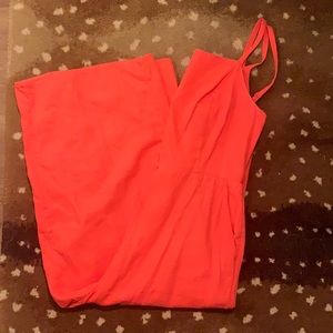 Coral/Red Cropped Jumpsuit